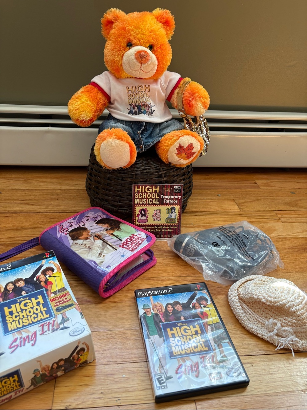 Build-A-Bear Orange Plush Bear with High School Musical Tee and Accessories